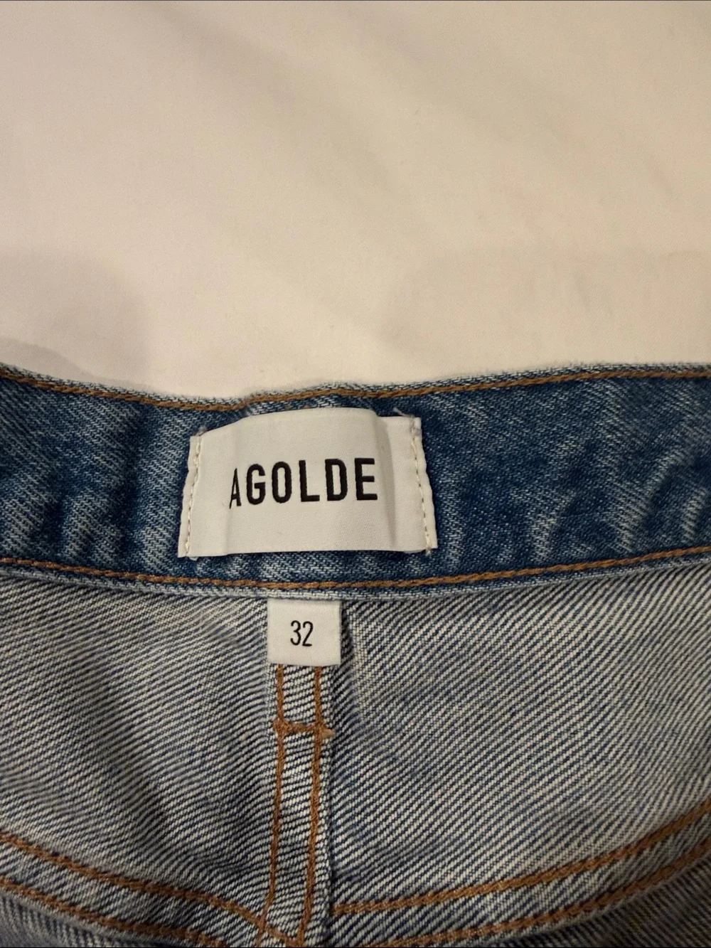 Agolde Classic Mid Blue parker long Raw Hem Jean Shorts 32